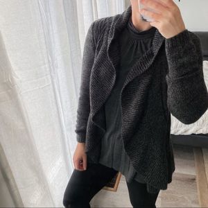 Karen Scott Soft Knit Charcoal Open Front Cardigan